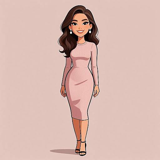 Chic Woman in Blush Pink Dress