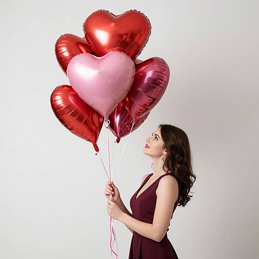 Woman with Heart-Shaped Balloons