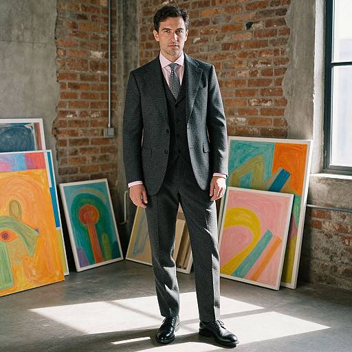 Confident Man in Charcoal Suit