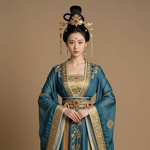 Ancient Woman in Blue and Gold