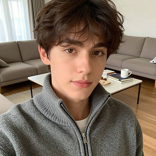 Cozy Close-Up of Young Adult