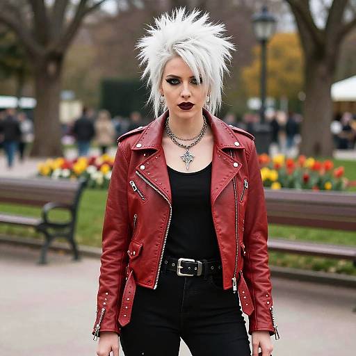 Punk Woman in Edgy Park Portrait