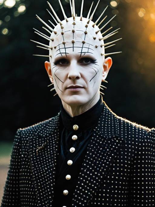 Realistic Man in Pinhead Cosplay Costume
