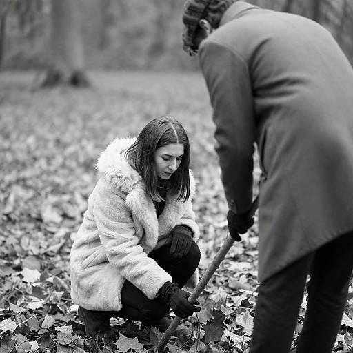 Intimate Moment in a Leafy Forest