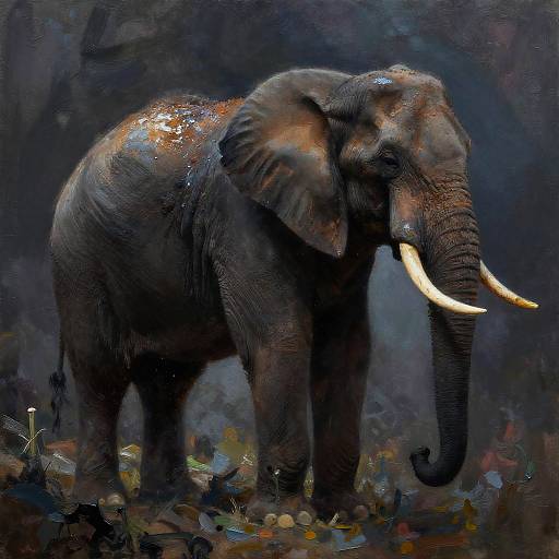 Majestic Elephant Silhouette Painting