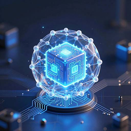 Glowing AI Core in Neural Network