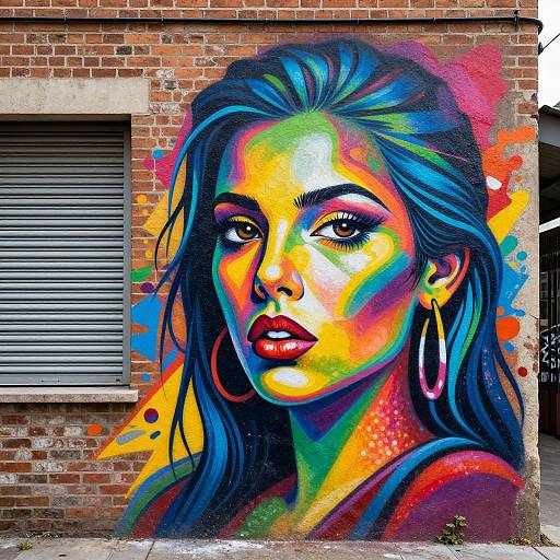Vibrant Street Art Woman Mural