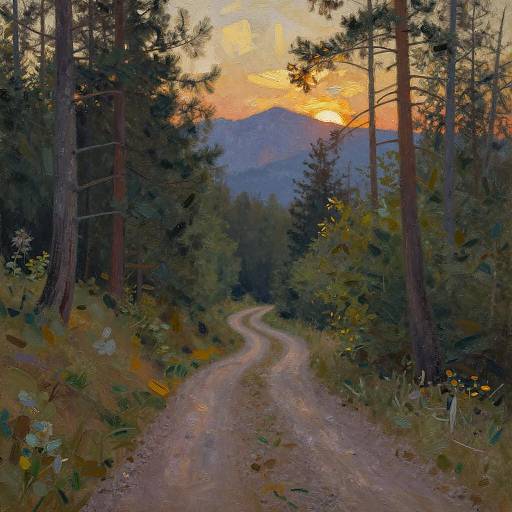 Serene Forest Path at Sunset