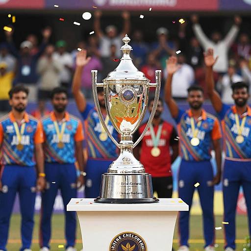 Cricket Trophy Celebration Scene