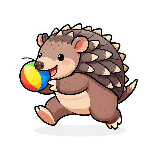 Playful Armadillo Cartoon Sticker