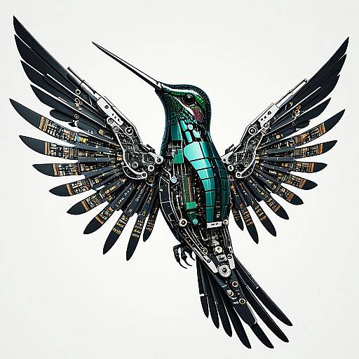 Futuristic Cybernetic Hummingbird Illustration