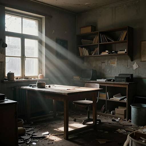 Cinematic Dilapidated Indoor Scene