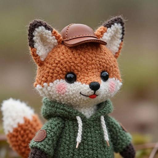 Macro Portrait of Amigurumi Fox Cub