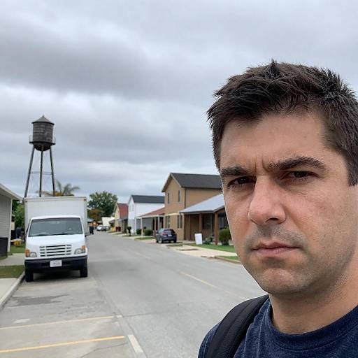 Serious Man in a Small Town Setting