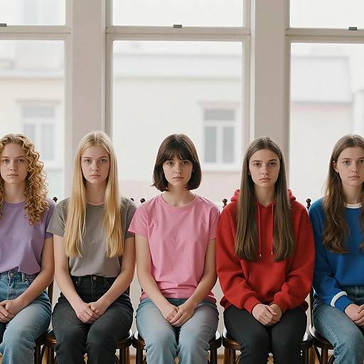 Candid Portrait of Five Young Women