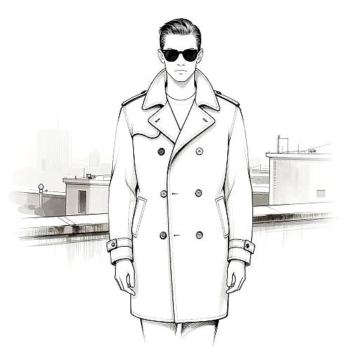 Minimalist Chic Man in Wool Pea Coat