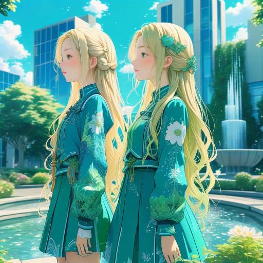 Serene Garden Duo: Anime Girls Artwork