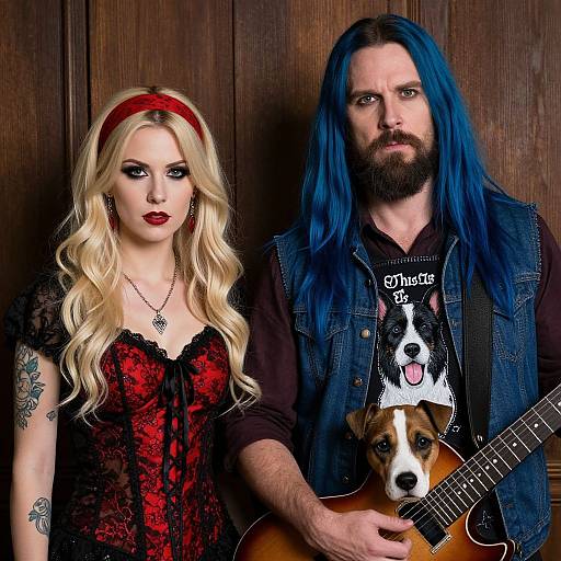 Gothic Glam Metal Couple Portrait