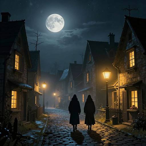 Cyberpunk Village Night Walk