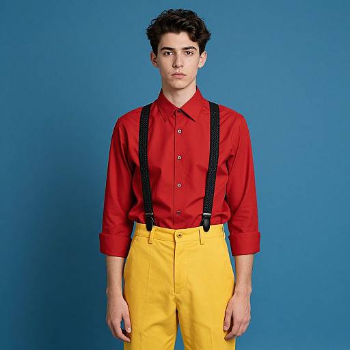 Young Man in Colorful Vintage Outfit