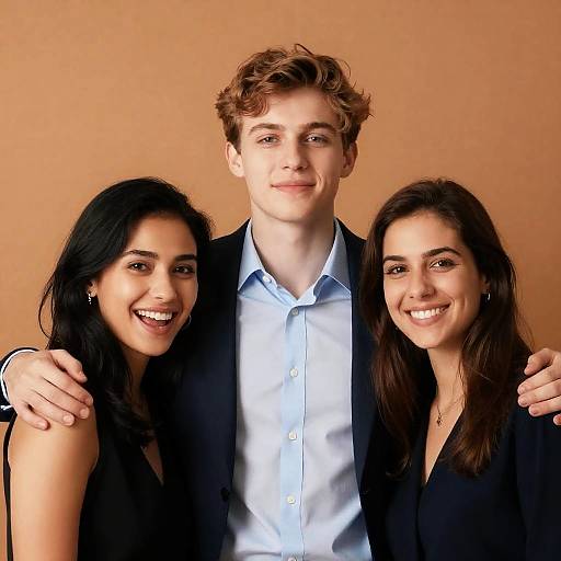 Group of Three Young Adults Smiling