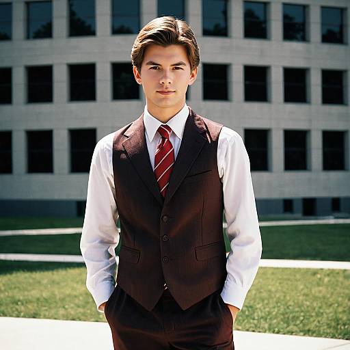 Young Man in Summer Formal Attire Outdoors