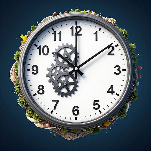 Surreal Clock Island with Dual Time