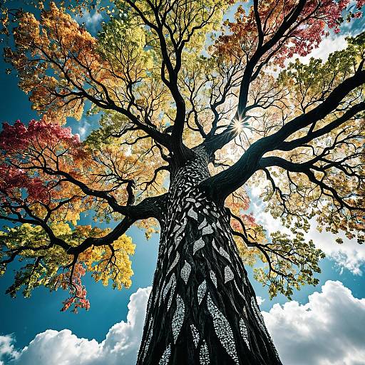 Majestic Diamond Tree in Cloudy Skies