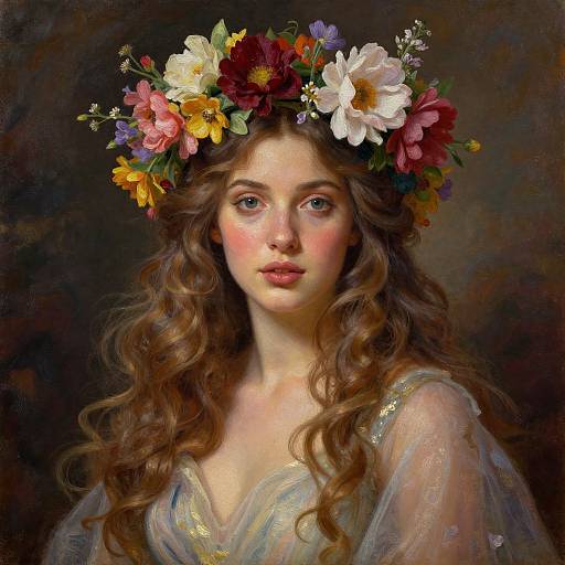 Elegant Floral Crowned Woman Portrait