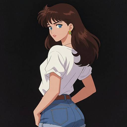 1980s Retro Profile of Girl
