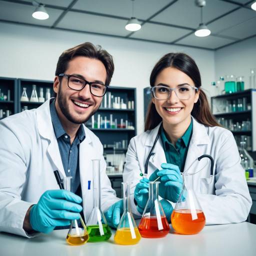 Smiling scientists in laboratory