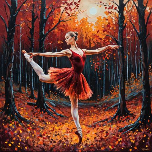 Autumn Ballerina: Impressionistic Oil Masterpiece