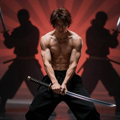 Dynamic Action Scene with Muscular Warrior