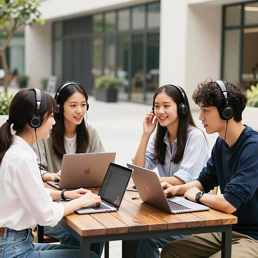 Outdoor Urban Tech Group Discussion Scene