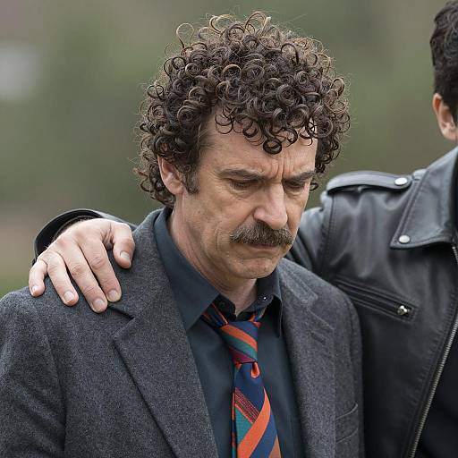 Middle-aged man comforted by friend