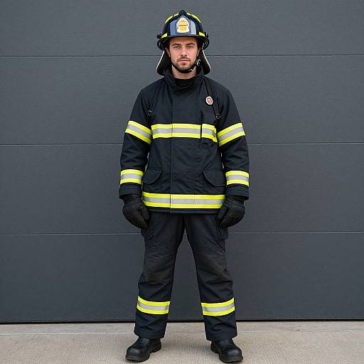 Realistic Male Firefighter Costume Portrait