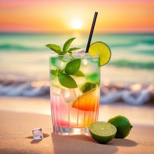 Serene Mojito Cocktail Beach Scene