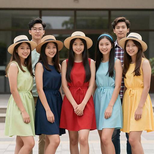 Vibrant Outdoor Group Portrait with Friends