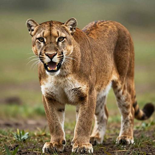 Close-up of Drooling Cougar in Natural Habitat