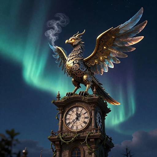 Clockwork Gryphon on Aurora Night Clocktower