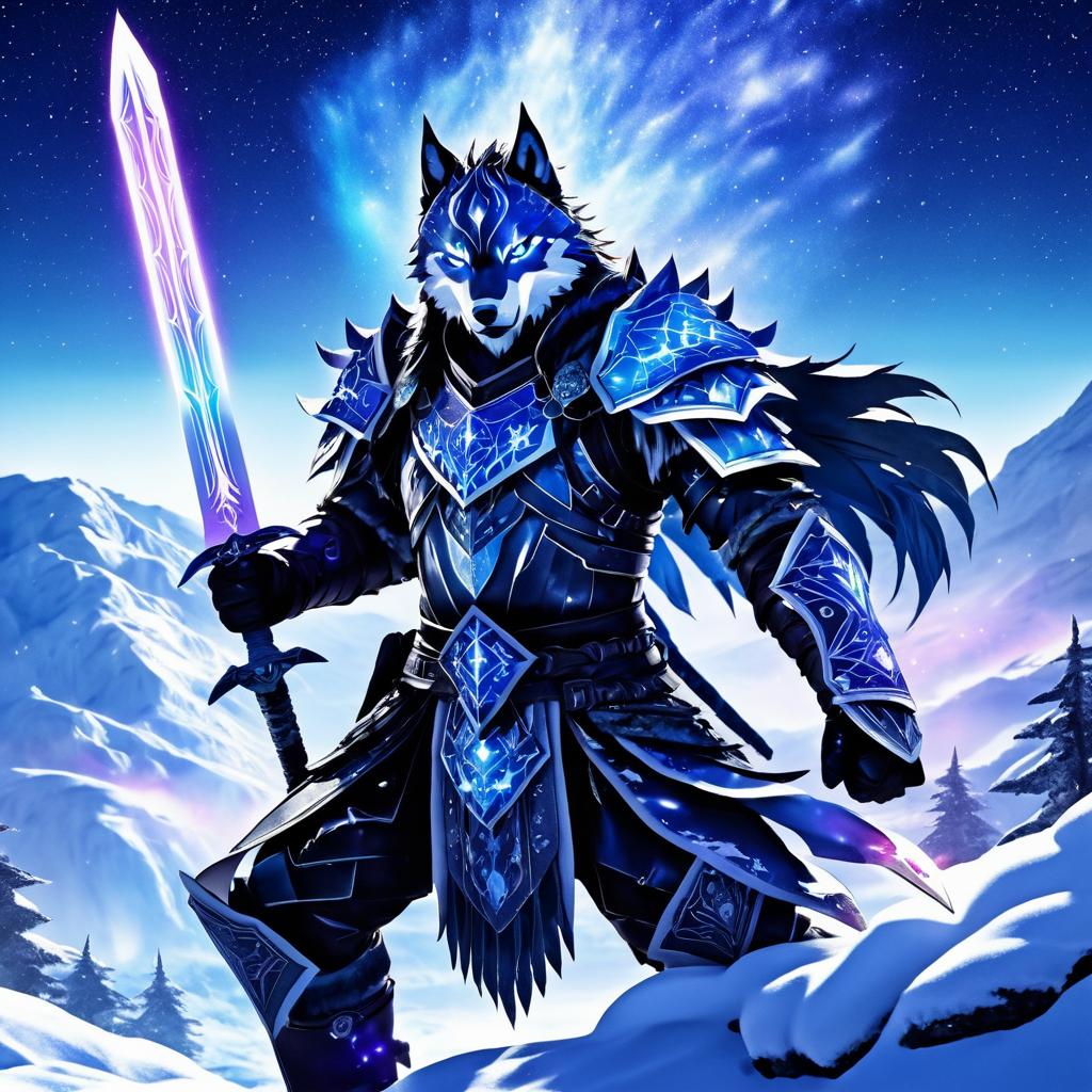 Fierce Warrior with Spectral Wolf Spirit