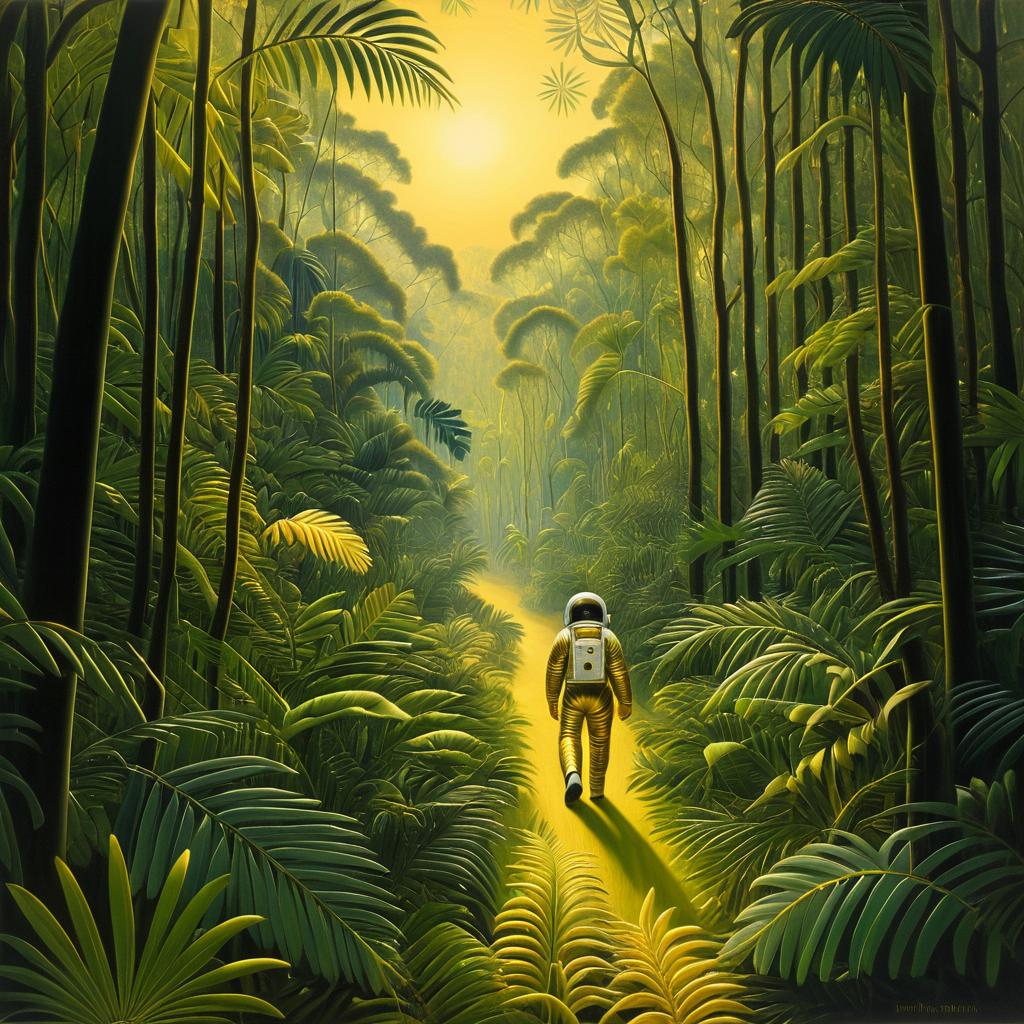 Astronaut in a Mystical Jungle Scene