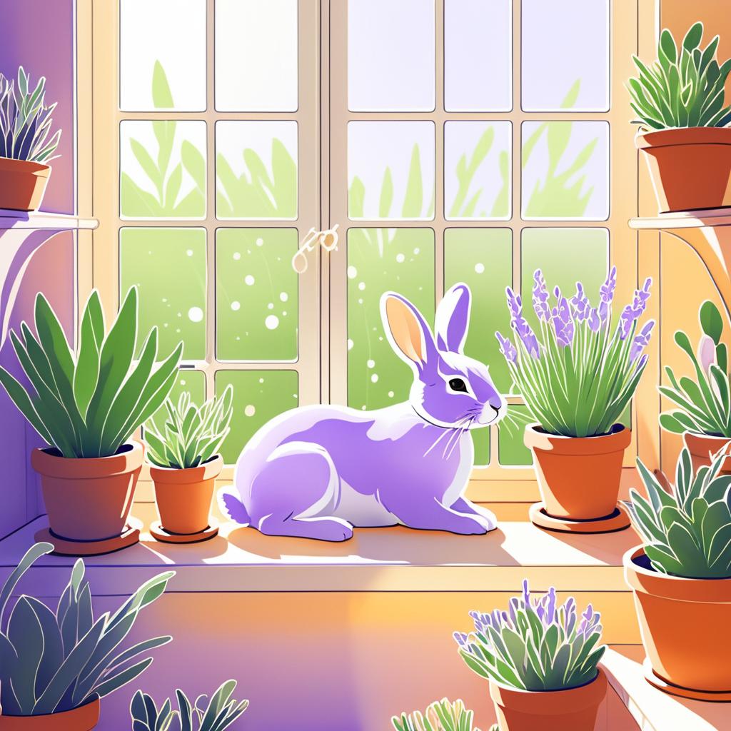 Charming Rabbit in Serene Sunlit Window