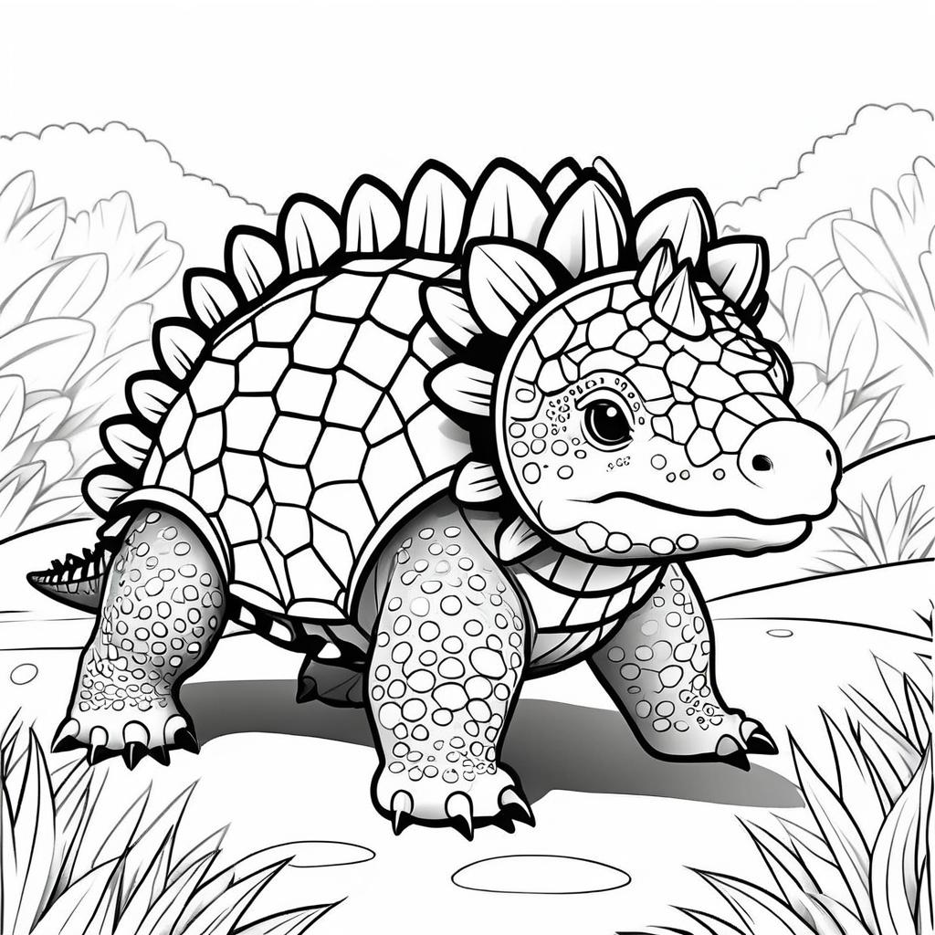 Cute Ankylosaurus Coloring Book Design