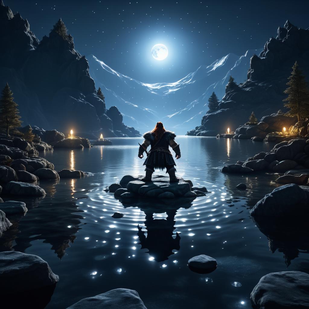 Moonlit Dwarf by the Lakeside