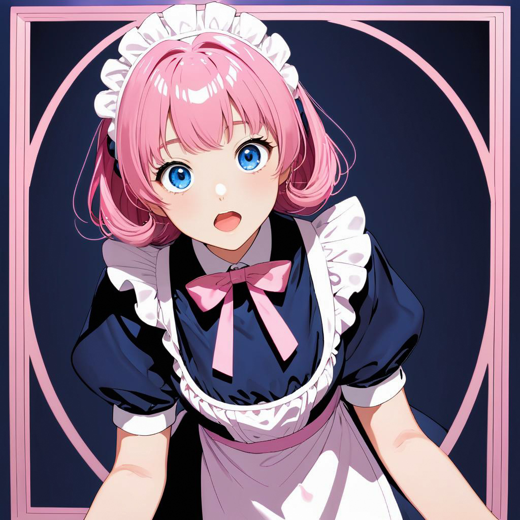 Surprised Pink-Haired Maid in Classic Outfit