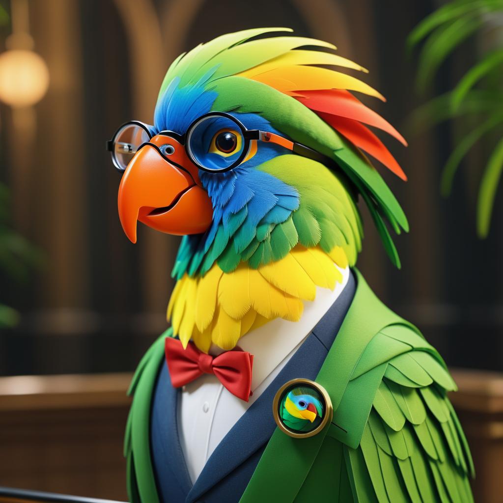 Scholarly Parrot in Academic Robe