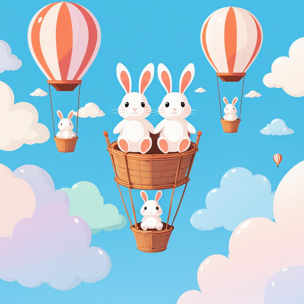 Adorable Bunnies in a Hot Air Balloon