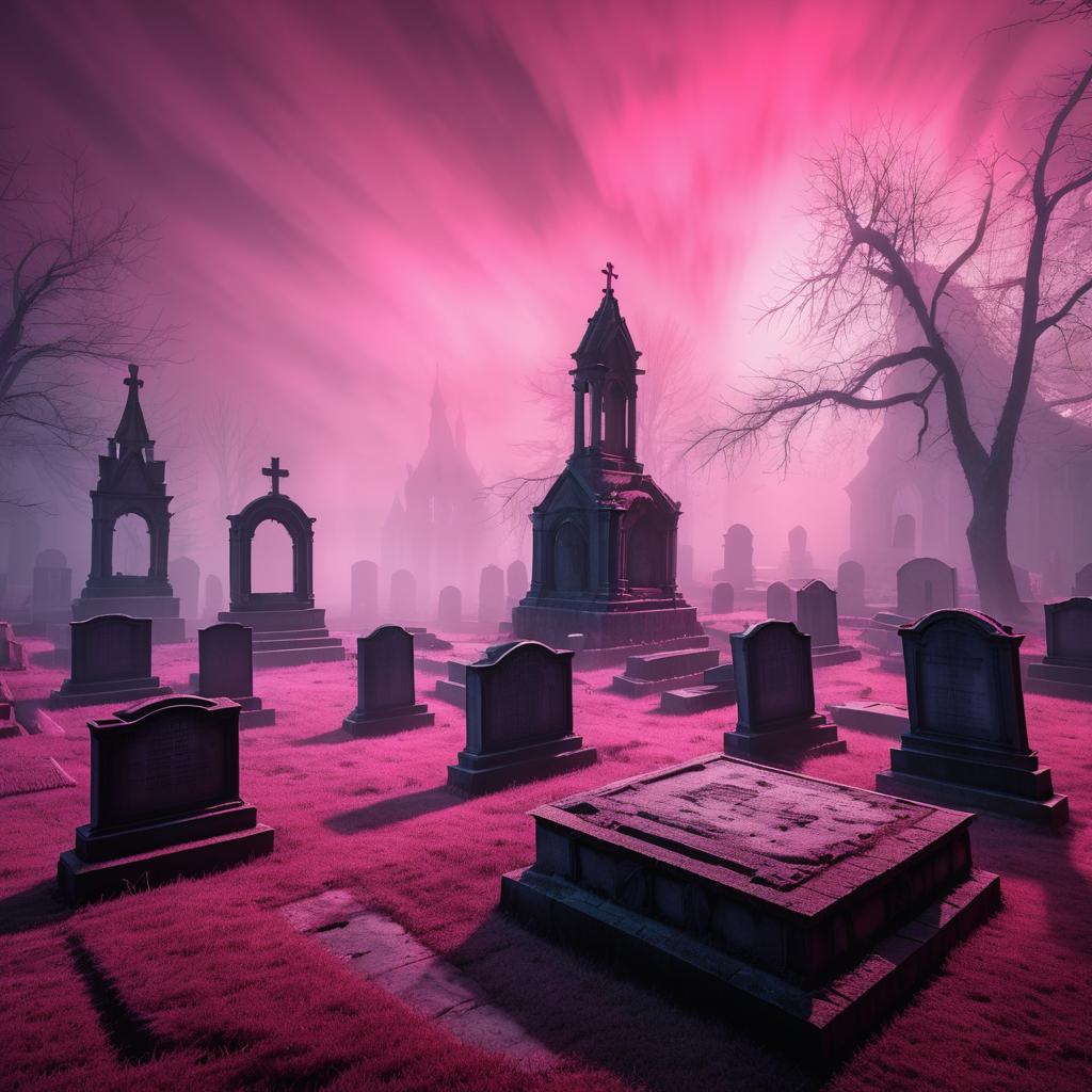 Haunting Foggy Graveyard with Ghostly Figure