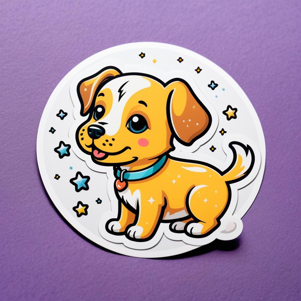 Playful Sparkly Dog Sticker Design